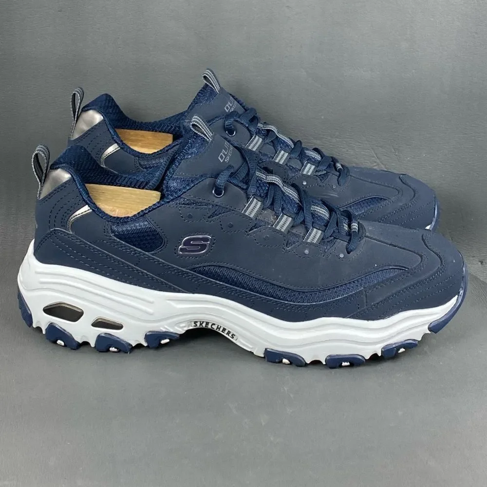 Skechers Men's D'Lites Low Top Sneaker Shoes Navy Blue Size 12